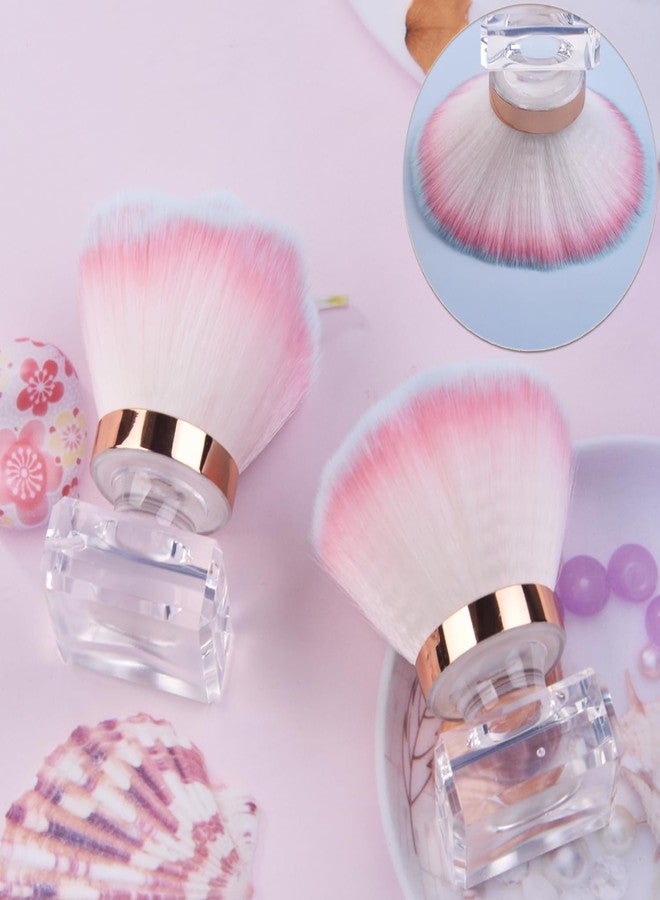 Ycyan 2Pcs Nail Dust Brush Set, Crystal Base Nail Art Dust Powder Remover Brushes Soft Kabuki Cleaner Brush for Makeup & French Gel Acrylic Nails - Image 4