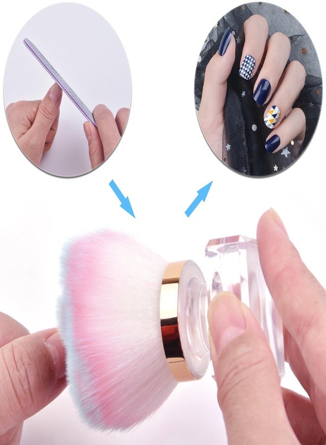Ycyan 2Pcs Nail Dust Brush Set, Crystal Base Nail Art Dust Powder Remover Brushes Soft Kabuki Cleaner Brush for Makeup & French Gel Acrylic Nails - Image 5