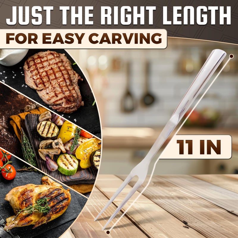 LAGARTO Carving Fork for Meat â€“ 11" Two-Prong Stainless Steel Meat Fork with Long Heat-Resistant Handle, Durable and Practical for Grilling, Cooking, and Serving - Classic BBQ Design - Image 2