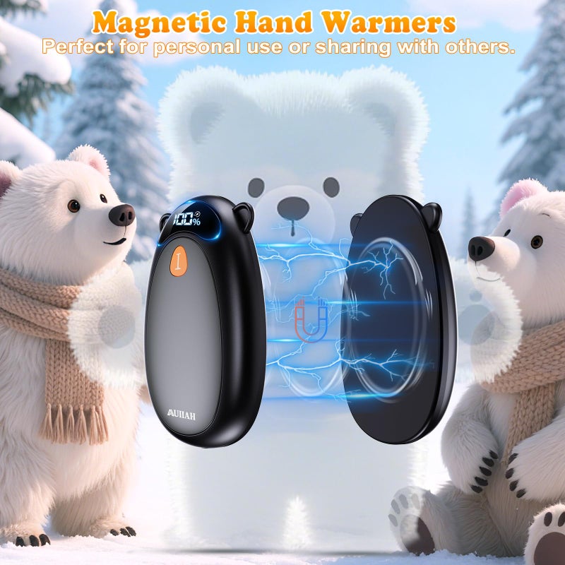 AUIIAH Hand Warmers Rechargeable with LED Display Magnetic 2 Pack, 4 Levels Heat, Portable Electric Hand Warmers Gifts for Christmas, Men, Women, Raynaud, Football, Camping, Hunting, Golf - Image 5