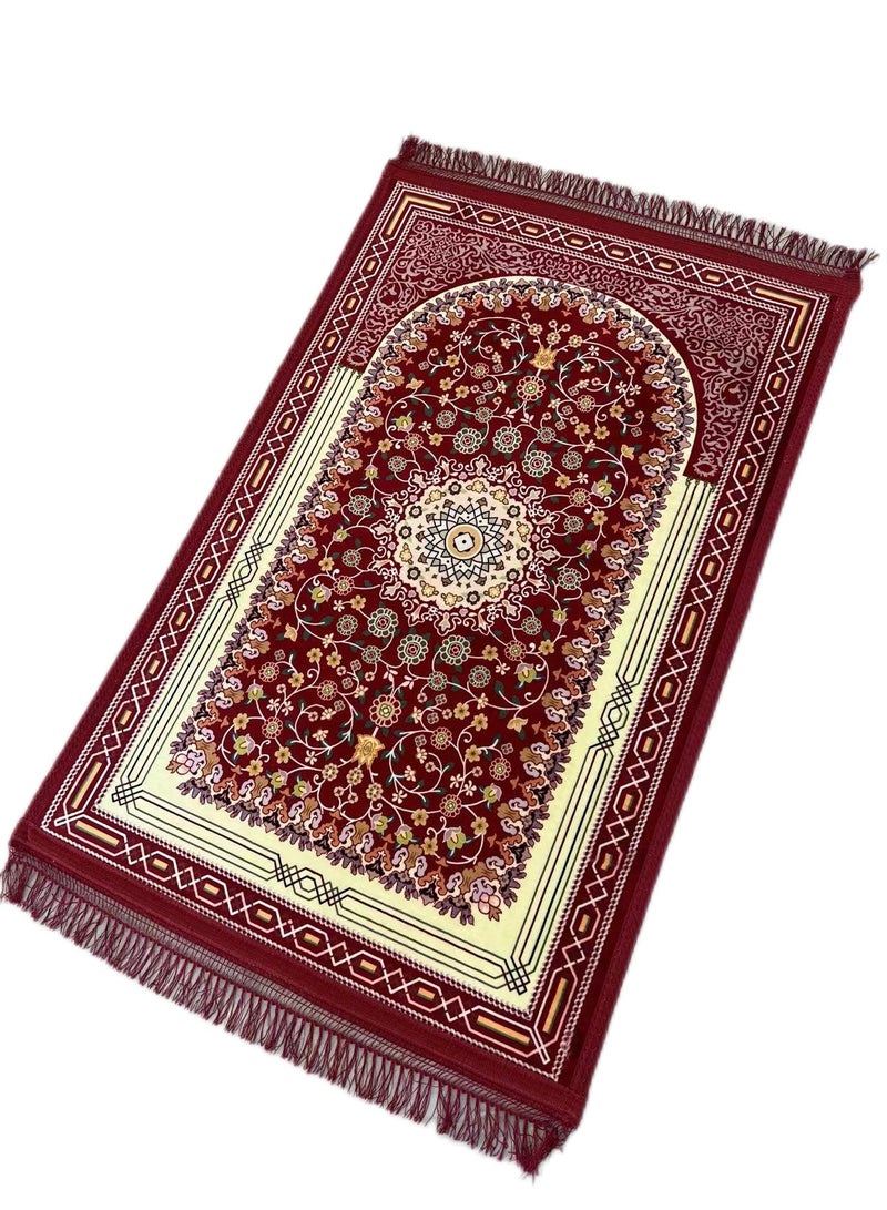 ستارجولد سجادة صلاة تركية تقليدية، مقاس كبير 70 × 110 سم، سجادة صلاة إسلامية متعددة الألوان، سجادة جانماز للرجال والنساء المسلمين - عنابي