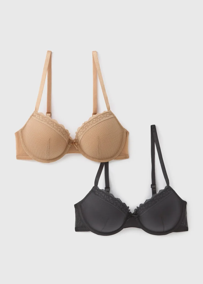 Matalan 2 Pack  & Black T-Shirt Bras