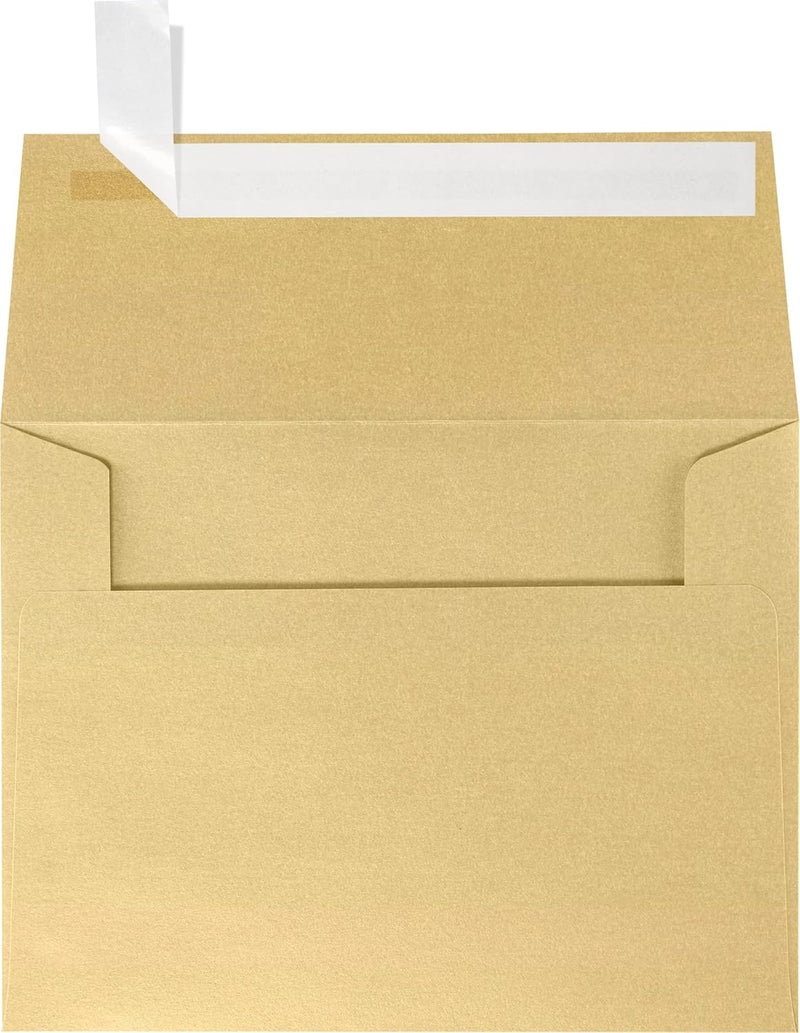 LUXPaper A2 Invitation Envelopes | Peel & Press | 4 3/8" x 5 3/4" | Blonde Gold Metallic | 80lb. Text | 50 Qty - Image 1