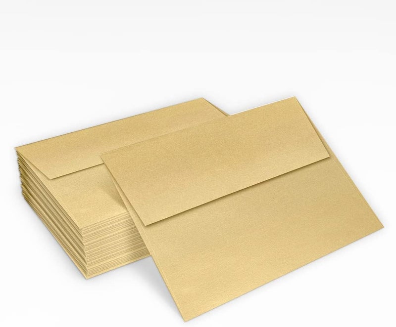 LUXPaper A2 Invitation Envelopes | Peel & Press | 4 3/8" x 5 3/4" | Blonde Gold Metallic | 80lb. Text | 50 Qty - Image 5