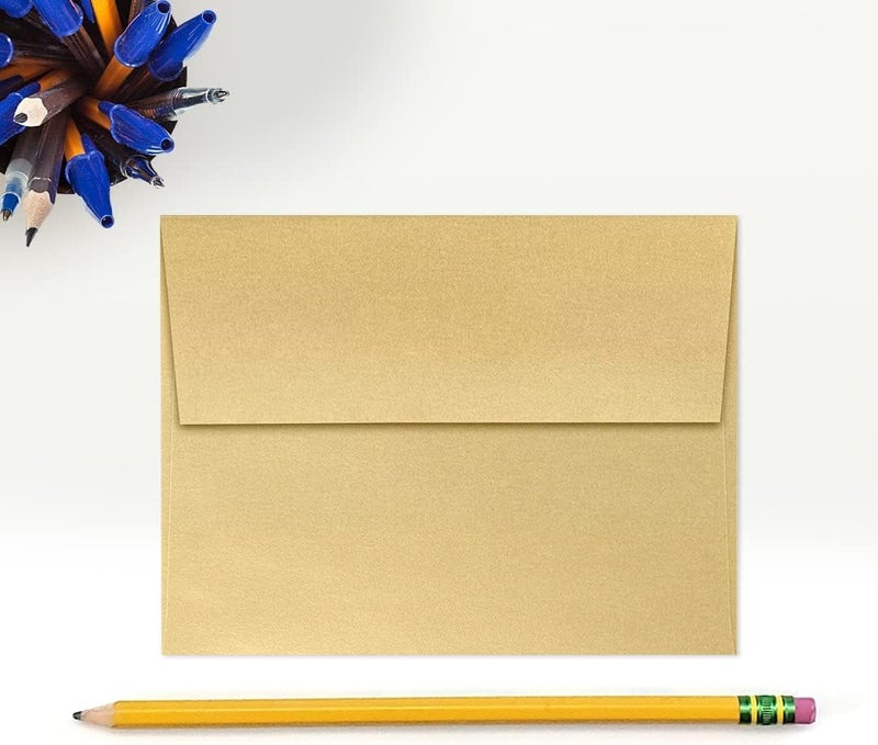 LUXPaper A2 Invitation Envelopes | Peel & Press | 4 3/8" x 5 3/4" | Blonde Gold Metallic | 80lb. Text | 50 Qty - Image 4