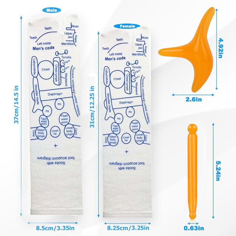 softNLux Foot Reflexology Sock Set with Massage Tool Acupressure Reflexology Socks Relief Body Stress Aches Feet Acupuncture Point Massage Pen Trigger Men Size - Image 2