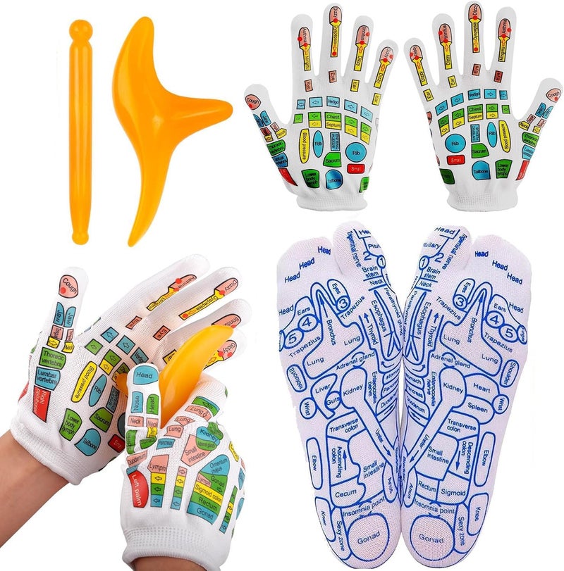 softNLux Foot Reflexology Sock Set with Massage Tool Acupressure Reflexology Socks Relief Body Stress Aches Feet Acupuncture Point Massage Pen Trigger Men Size - Image 5