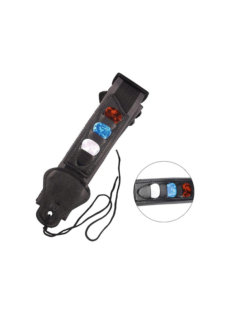 GGOOT Guitar Strap Vintage Woven Style Adjustable Acoustic Electric Guitar Bass Strap with Leather Ends Picks Strap Bundle Button - Image 4