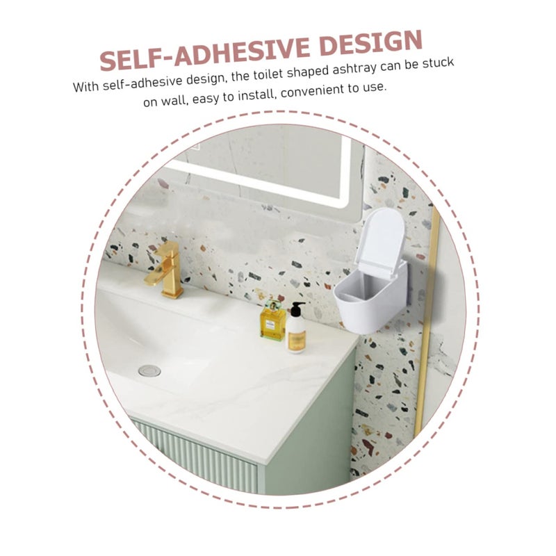 Wall Mounted Toilet Shaped Ashtray Creative Windproof Adhesive Bathroom Ashes Holder - Image 5