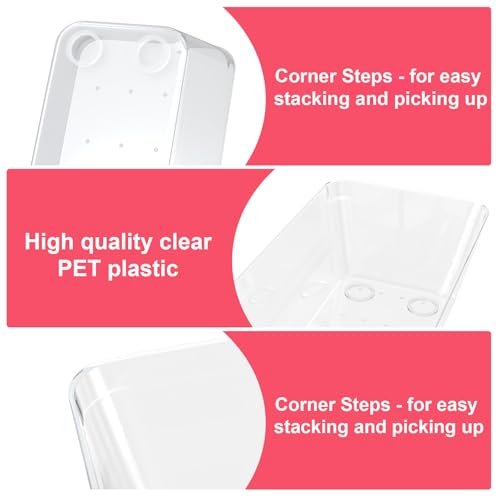 Comfylichi 15 Piece Clear Plastic Drawer Organizers Set - 4 Sizes Bathroom & Dresser Storage Bins, Stackable Kitchen Desk Organizer Trays for Makeup, Jewelry, Utensils, Junk, Gadgets - Image 4