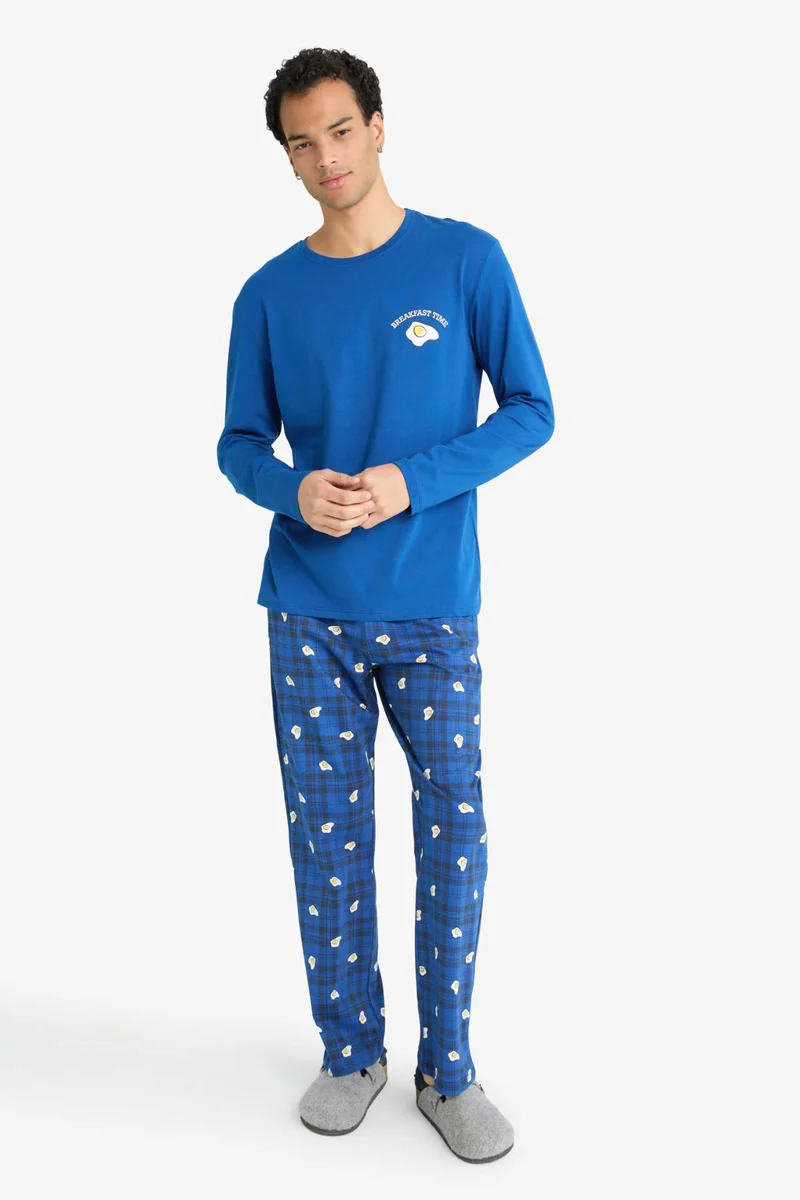 ديفاكتو Regular Fit Printed Top Bottoms 2 Piece Pyjamas Set