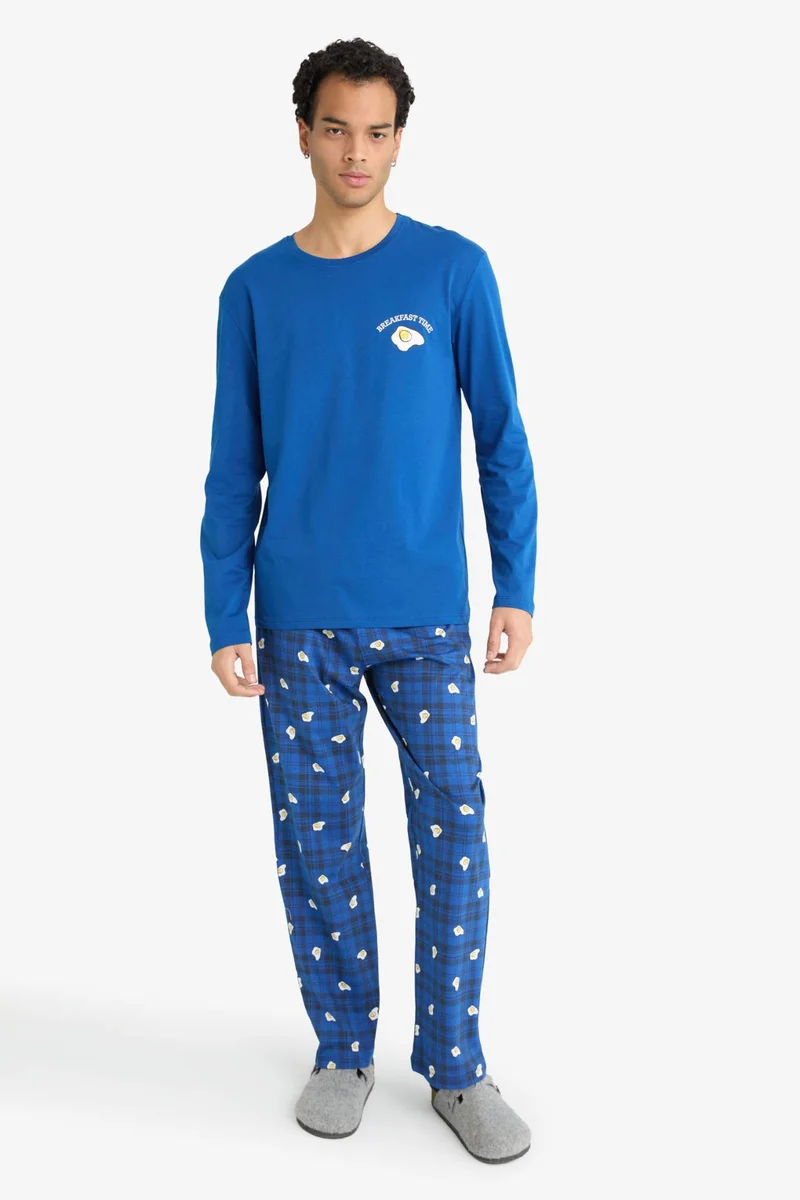 ديفاكتو Regular Fit Printed Top Bottoms 2 Piece Pyjamas Set