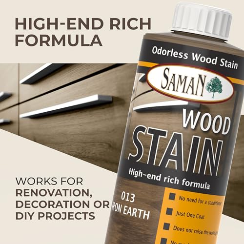 SamaN Interior Water Based Wood Stain - Natural Stain for Furniture, Moldings, Wood Paneling, Cabinets (Iron Earth TEW-013-12, 12 oz) - Image 2
