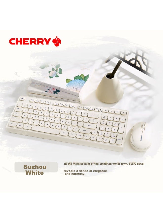 Cherry Dw2380 Wireless Keyboard And Mouse Set Upgrade Version 98-key Low-profile Membrane Keyboard Mouse For Girls Notebook Computer External Suzhou White - Image 1