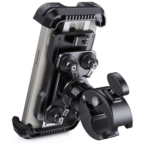 Lamicall Motorcycle Phone Mount Holder - [Dual Vibration Dampener] [Upgrade Handlebar Clip] Motorcycle Cell Phone Holder, Bike Phone Mount, Fit iPhone 16/15/14/13 Pro Max, 4.7-6.7" Phones, Black - Image 1