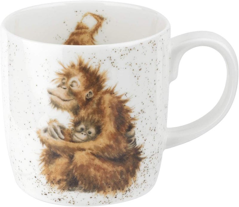 Royal Worcester Wrendale Designs Orangutangle Mug  14 Ounce Large Coffee Mug with Orangutan Design  Made from Fine Bone China  Microwave and Dishwasher Safe - Image 1