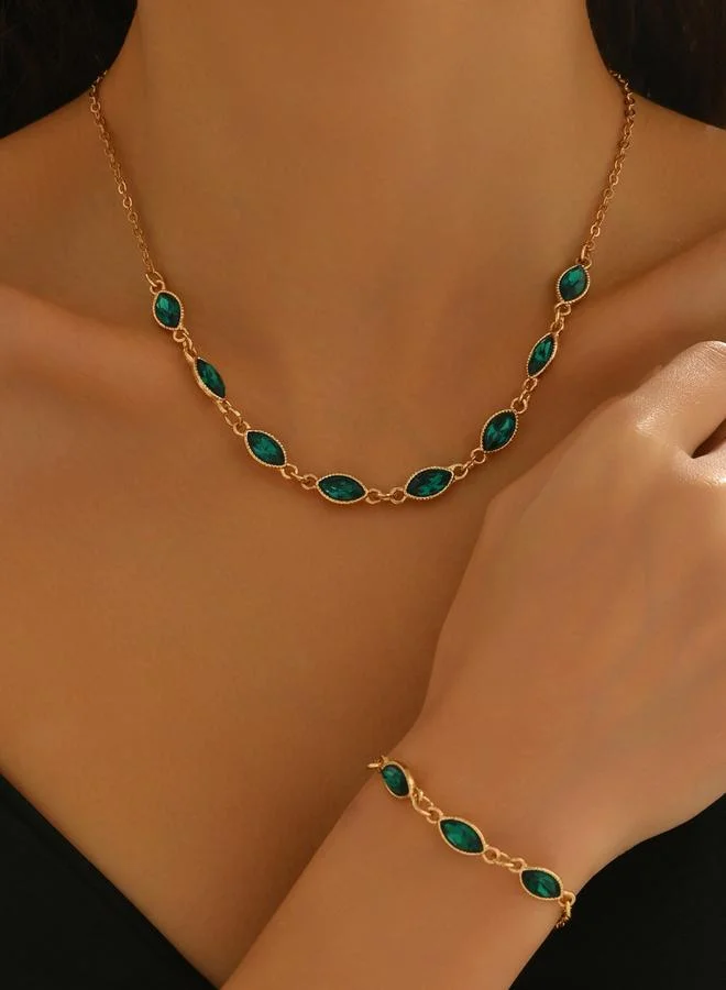 تايك تو طقم من عقد وسوار يد بحجر الراين