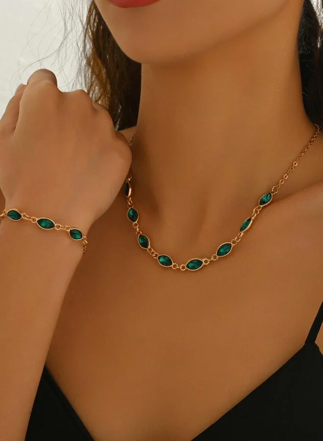 تايك تو طقم من عقد وسوار يد بحجر الراين