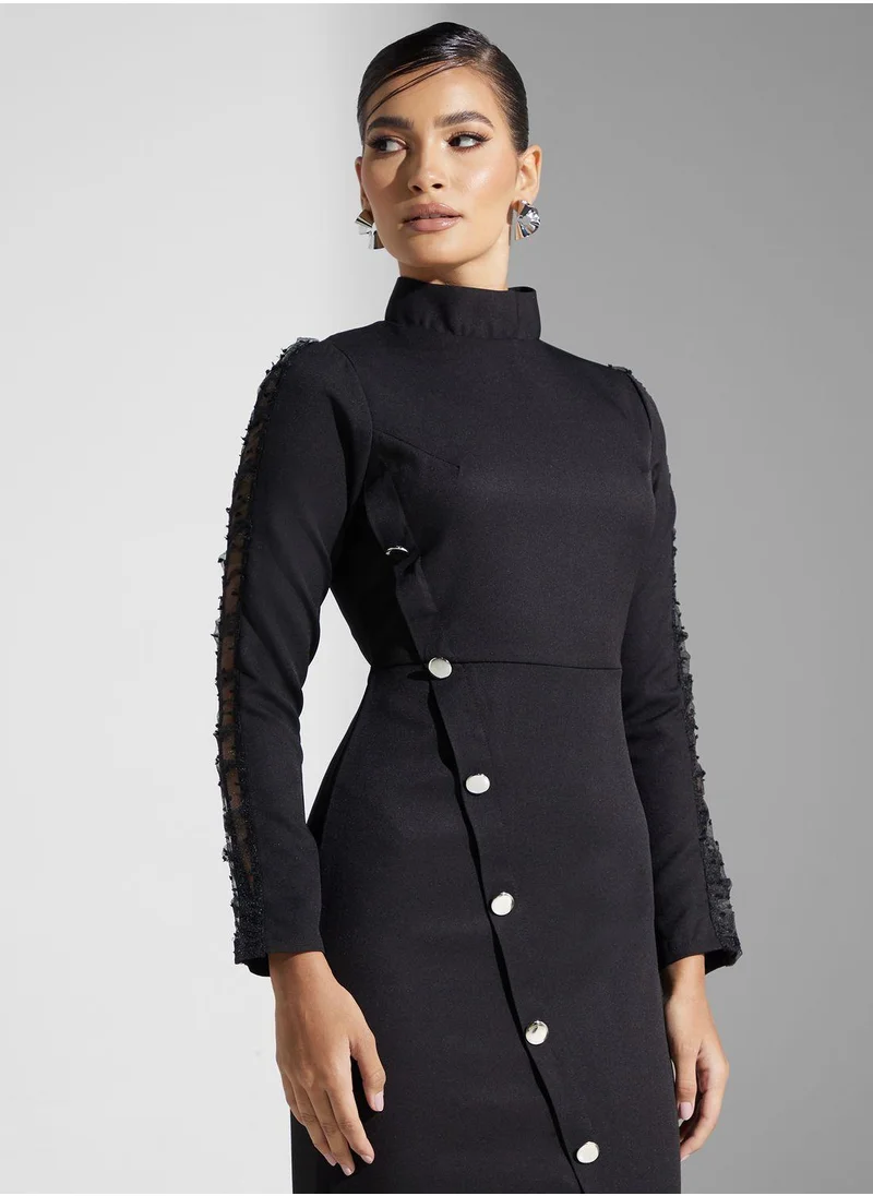 Golden Apple Button Detail Dress
