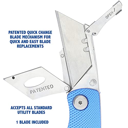 Sheffield 12514 Folding Utility Knife 3 Pack,Stocking Stuffers, Gifts for Men, Dad Gifts, Quick Change Utility Knife Blades, Compact Aluminum Handle, Box Cutter, Razor Blades Included - Image 4