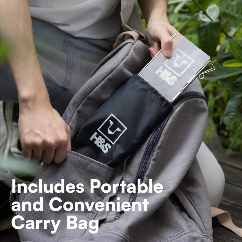 HST شاشة الرياح القابلة للطي لطباخ التخييم من H&S للاستخدام الخارجي - 10 ألواح ألمنيوم لطباخ التخييم - شاشة رياح قابلة للطي مع حقيبة حمل لملحقات التخييم - Image 4