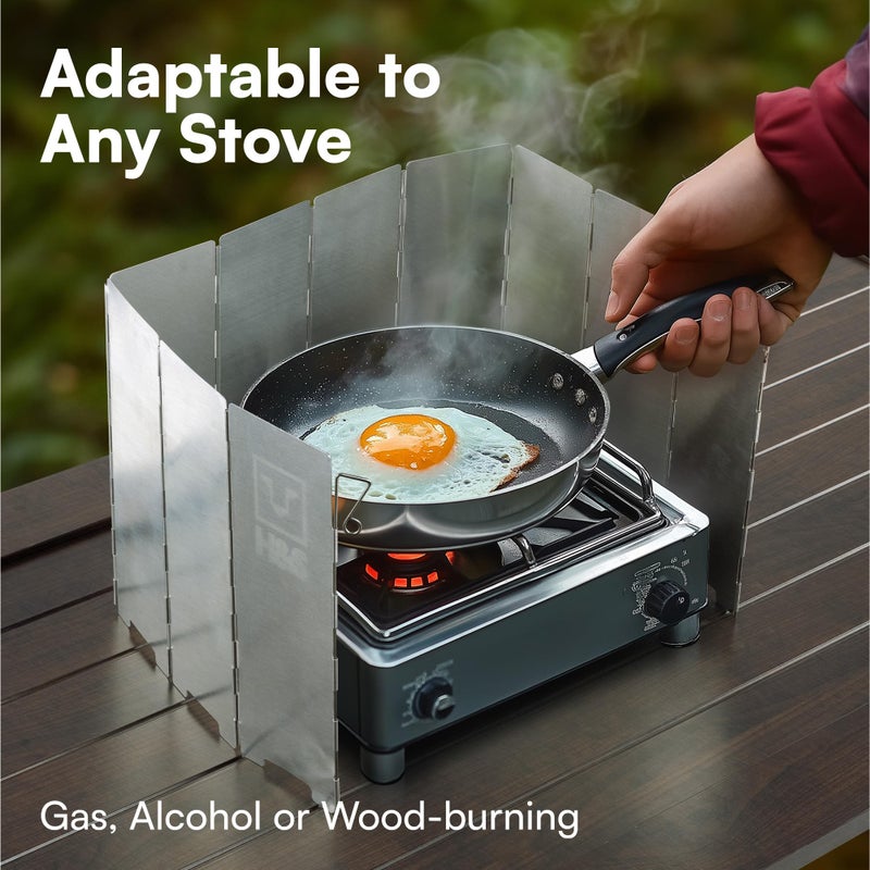 HST شاشة الرياح القابلة للطي لطباخ التخييم من H&S للاستخدام الخارجي - 10 ألواح ألمنيوم لطباخ التخييم - شاشة رياح قابلة للطي مع حقيبة حمل لملحقات التخييم - Image 5