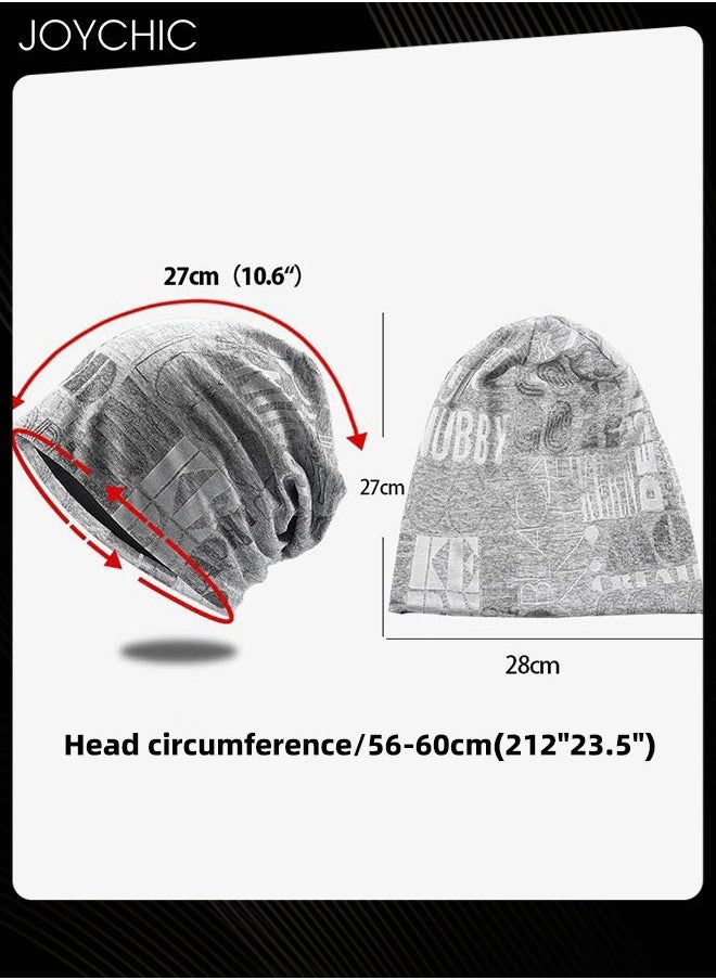 Joychic - Cotton Slouchy Beanie Spring Autumn Skull Cap Hip-Hop Running Adult Dwarf Hat Breathable Chemo Cap for Men Women Grey - Image 1