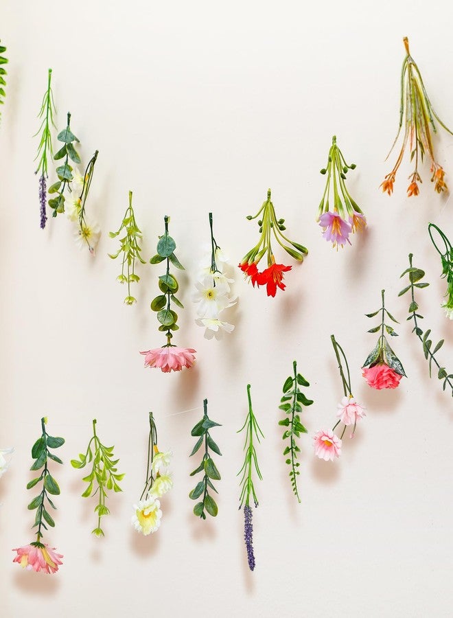 Suncalla 2 Pcs 6.6 ft Artificial Flower Banner Wildflower Garland Garden Tea Birthday Party Decoration Floral Hanging Decor Wildflower Backdrop for Bridal Baby Shower Fall Halloween Home(Vivid Color) - Image 1