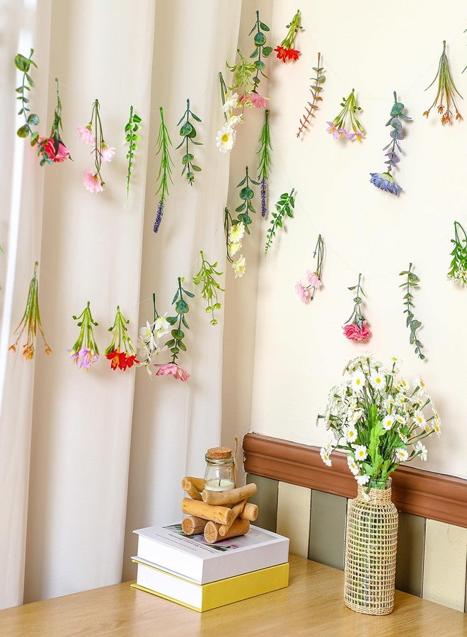 Suncalla 2 Pcs 6.6 ft Artificial Flower Banner Wildflower Garland Garden Tea Birthday Party Decoration Floral Hanging Decor Wildflower Backdrop for Bridal Baby Shower Fall Halloween Home(Vivid Color) - Image 2
