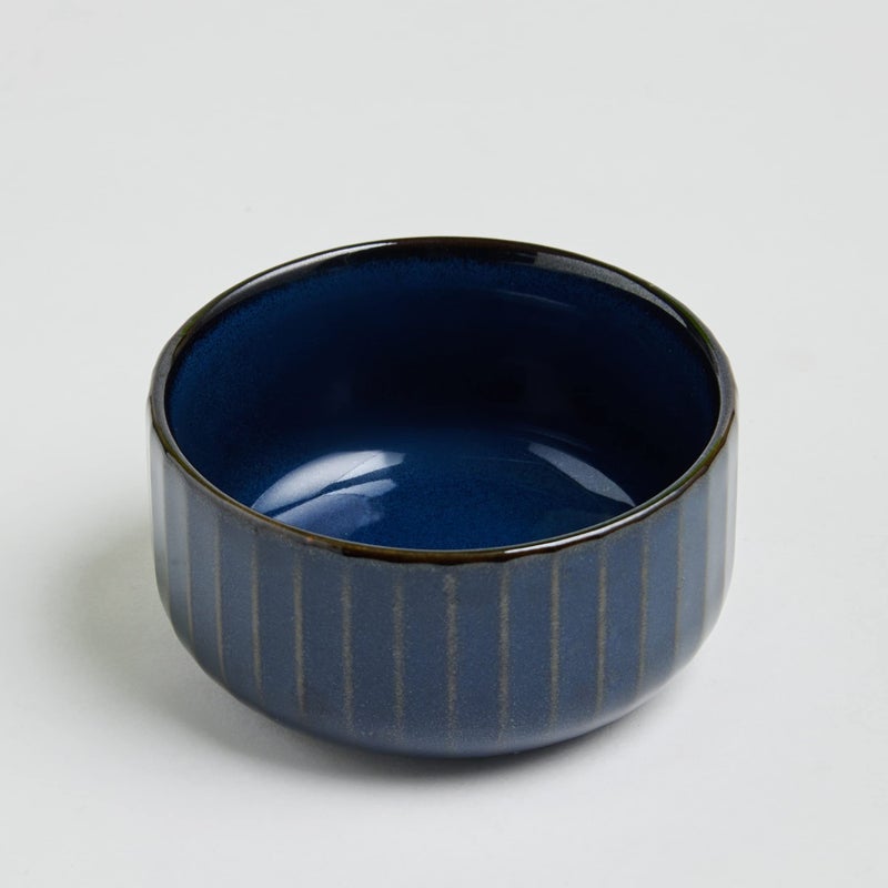 Home Centre Cadenza Somber Blue Carved Stoneware Serving Bowl - 180ml - Image 4