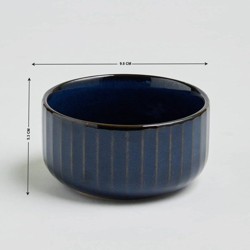 Home Centre Cadenza Somber Blue Carved Stoneware Serving Bowl - 180ml - Image 3
