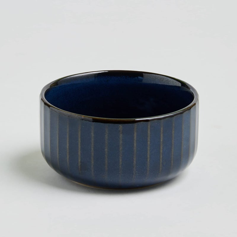 Home Centre Cadenza Somber Blue Carved Stoneware Serving Bowl - 180ml - Image 5