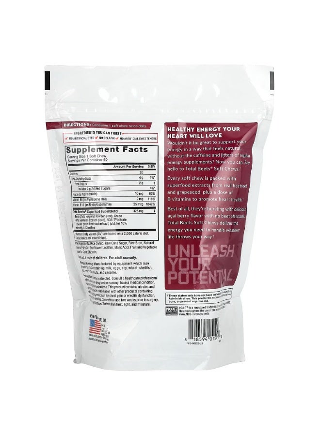 Force Factor Total Beets®, Healthy Energy + Antioxidants, Acai Berry, 60 Superfood Soft Chews - Image 2