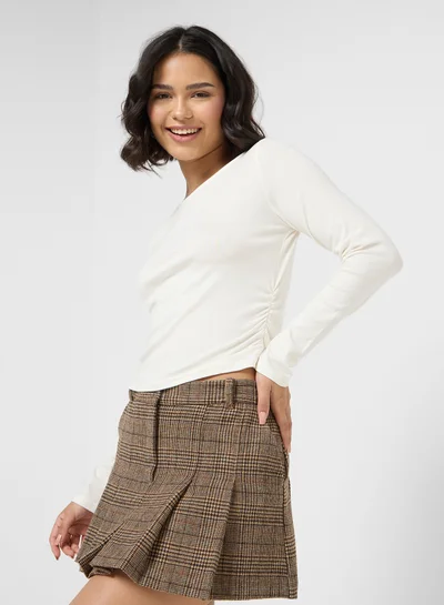 Ginger Basics Ruched Fitted Long Sleeves T-Shirt