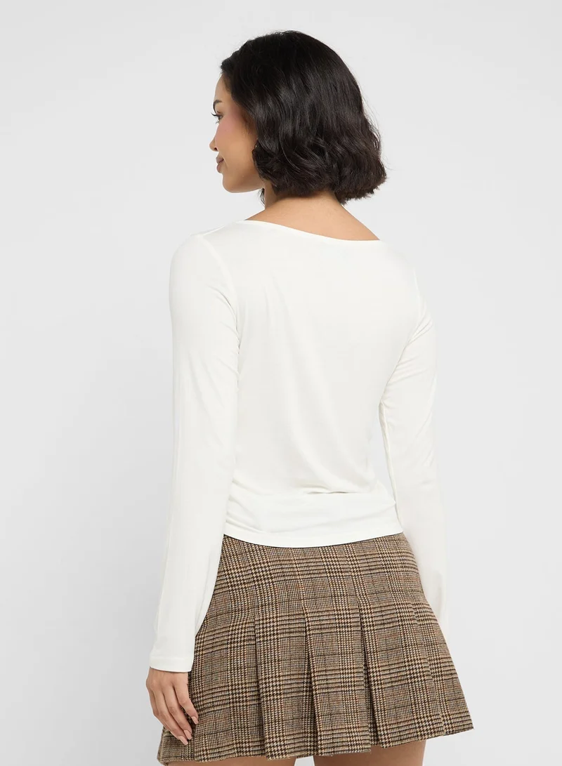 Ginger Basics Ruched Fitted Long Sleeves T-Shirt