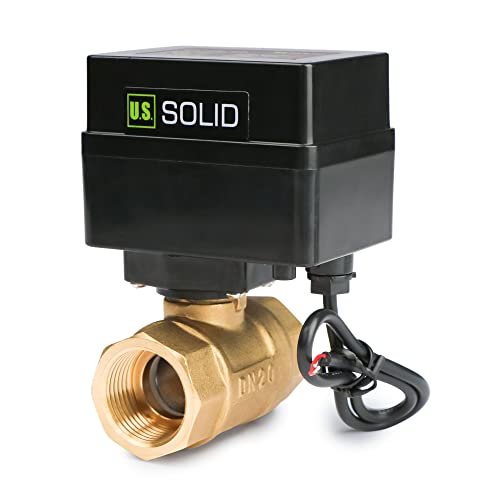 U.S. Solid Motorized Ball Valve- 3/4" Brass Ball Valve with Standard Port, 9-36V AC/DC, 2 Wire Auto Return Setup, Normally Open (N/O) - Image 1