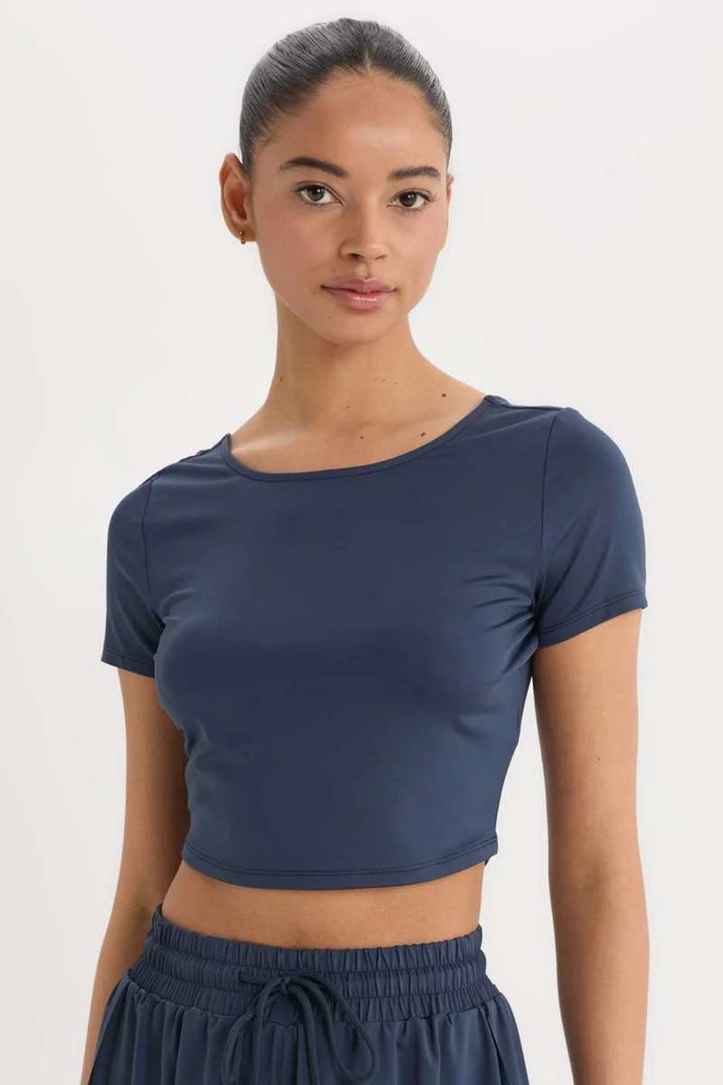 DeFacto DeFactoFit Crew Neck Sports Crop Top