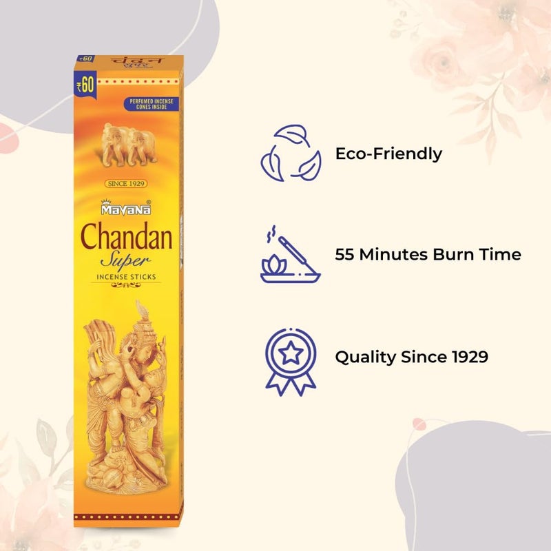 MAVANA Mavana Chandan Agarbatti Pack of 6 95 gm per Pack Experience Premium Incense Sticks Indian Incense Perfect for Puja Meditation and Relaxation  - Image 2