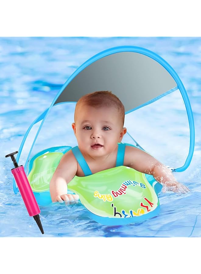 هاسذيب عوامات أطفال لحمام السباحة، أنبوب سباحة للأطفال من عمر 12 إلى 36 شهرًا، مصنوع من طبقة مزدوجة مستقلة من مادة البولي فينيل كلوريد مع أحزمة أمان قابلة للتعديل، ملحقات سباحة للأطفال في حمام السباحة الخارجي - Image 1