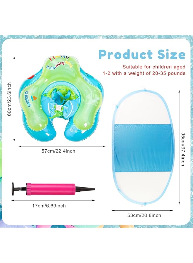 هاسذيب عوامات أطفال لحمام السباحة، أنبوب سباحة للأطفال من عمر 12 إلى 36 شهرًا، مصنوع من طبقة مزدوجة مستقلة من مادة البولي فينيل كلوريد مع أحزمة أمان قابلة للتعديل، ملحقات سباحة للأطفال في حمام السباحة الخارجي - Image 2