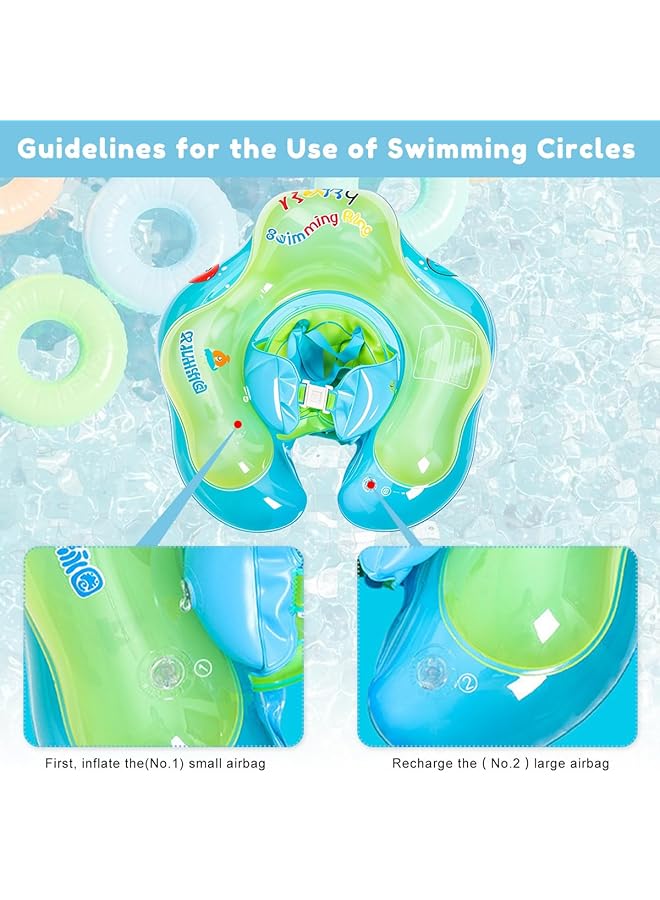 هاسذيب عوامات أطفال لحمام السباحة، أنبوب سباحة للأطفال من عمر 12 إلى 36 شهرًا، مصنوع من طبقة مزدوجة مستقلة من مادة البولي فينيل كلوريد مع أحزمة أمان قابلة للتعديل، ملحقات سباحة للأطفال في حمام السباحة الخارجي - Image 5