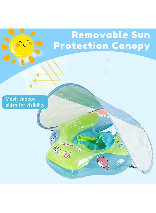 هاسذيب عوامات أطفال لحمام السباحة، أنبوب سباحة للأطفال من عمر 12 إلى 36 شهرًا، مصنوع من طبقة مزدوجة مستقلة من مادة البولي فينيل كلوريد مع أحزمة أمان قابلة للتعديل، ملحقات سباحة للأطفال في حمام السباحة الخارجي - Image 4