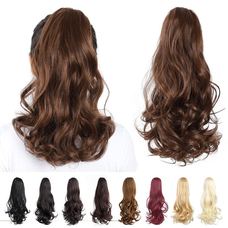 HSPJHTM Ponytail Extensions16 Brown Hair Extension Ponytails Claw clip Pony Tail for Women Synthetic Wavy Halloween Fluffy Hairpiece for Daily Use