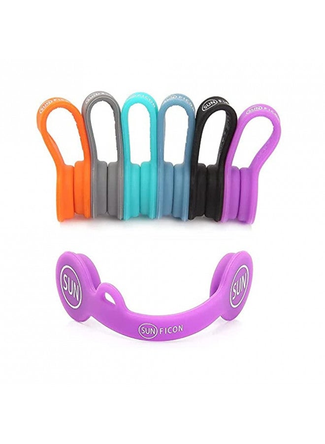 SUNFICON 6 Pack Magnetic Cord Organizers Cable Clips Cable Straps Silicone Twist Ties Colorful Headphone Cord Keeper Holder Manager Bookmark Whiteboard Fridge Magnet Keychain Gift Home,Office,School - Image 1
