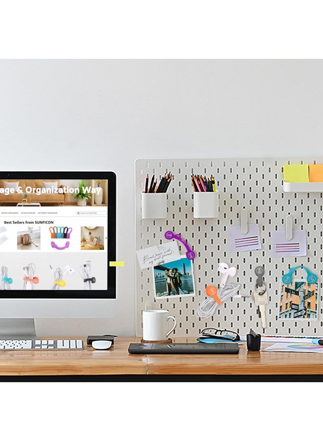 SUNFICON 6 Pack Magnetic Cord Organizers Cable Clips Cable Straps Silicone Twist Ties Colorful Headphone Cord Keeper Holder Manager Bookmark Whiteboard Fridge Magnet Keychain Gift Home,Office,School - Image 4