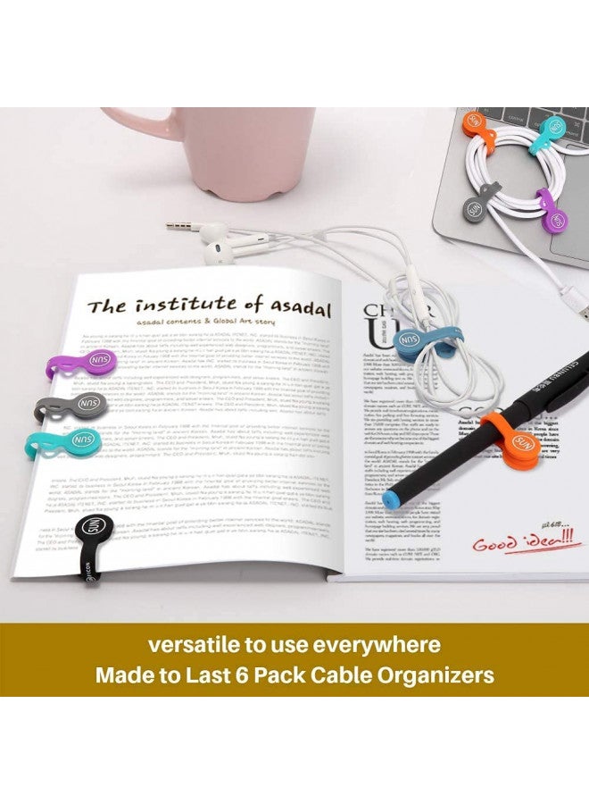 SUNFICON 6 Pack Magnetic Cord Organizers Cable Clips Cable Straps Silicone Twist Ties Colorful Headphone Cord Keeper Holder Manager Bookmark Whiteboard Fridge Magnet Keychain Gift Home,Office,School - Image 3