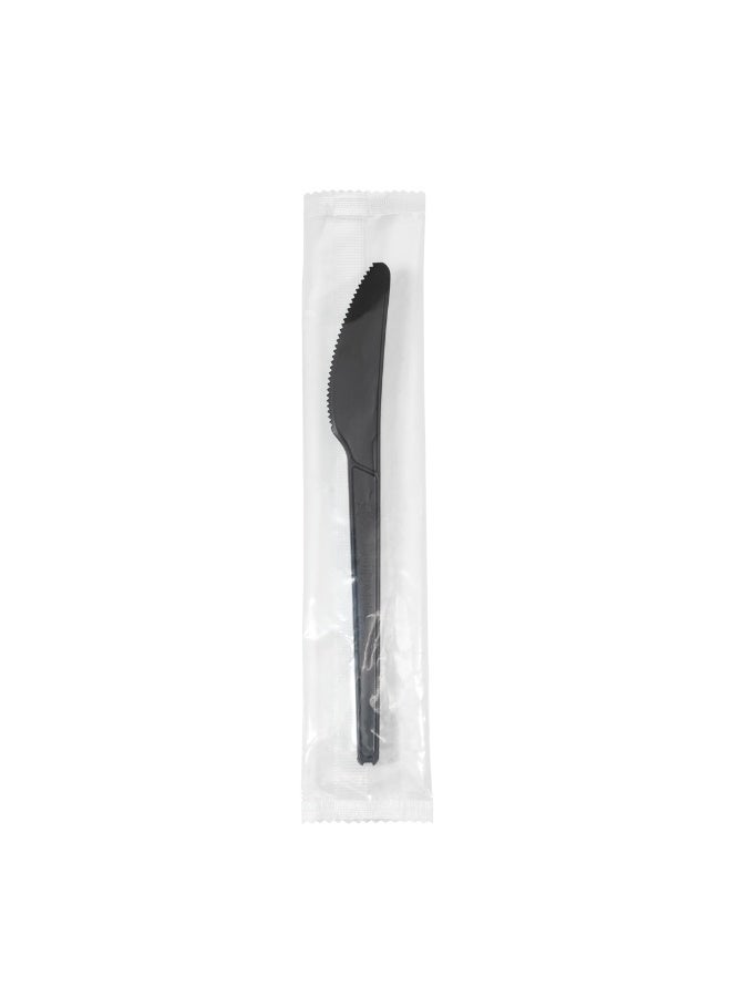 Restaurantware Basic Nature 6.5 Inch Wrapped Compostable Knives, 250 Individually Wrapped Plant-Based Silverware - For Hot And Cold Foods, Black CPLA Plastic Disposable Cutlery, BPI-Certified  - Image 1