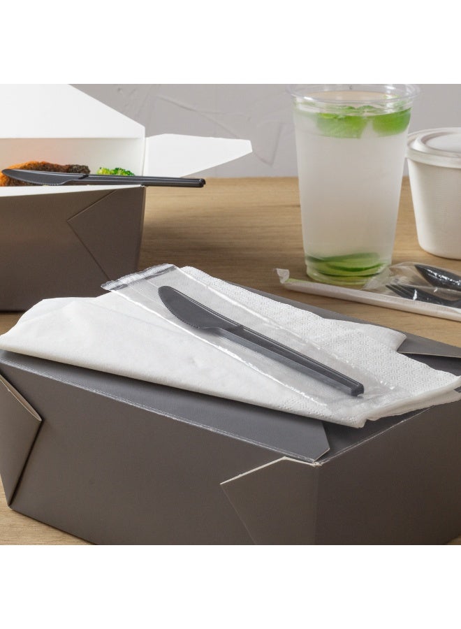 Restaurantware Basic Nature 6.5 Inch Wrapped Compostable Knives, 250 Individually Wrapped Plant-Based Silverware - For Hot And Cold Foods, Black CPLA Plastic Disposable Cutlery, BPI-Certified  - Image 3