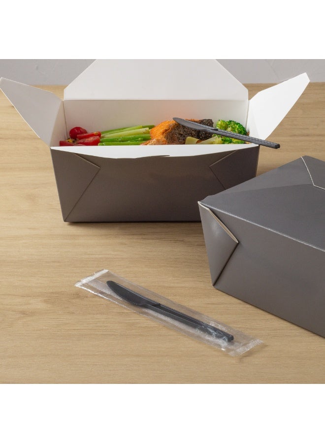 Restaurantware Basic Nature 6.5 Inch Wrapped Compostable Knives, 250 Individually Wrapped Plant-Based Silverware - For Hot And Cold Foods, Black CPLA Plastic Disposable Cutlery, BPI-Certified  - Image 4