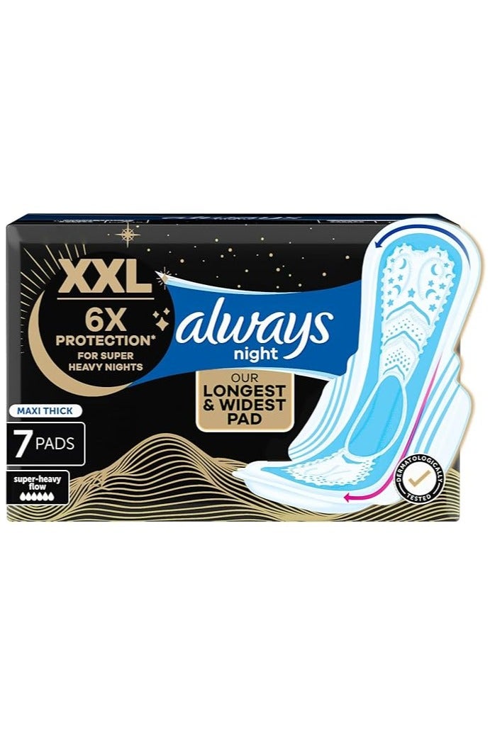 Always Dreamzz XXL Pads Maxi Thick, Night long sanitary pads with wings, 7'S